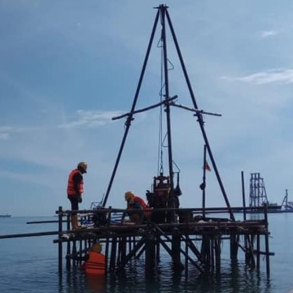 bagan untuk drilling dan pengeboran geoteknik di area perairan proyek soil investigation Sulawesi dan Jakarta