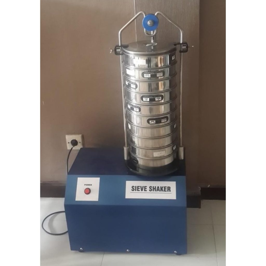 Sieve shaker untuk particle size distribution analysis pada pekerjaan drilling dan pengeboran geoteknik di Jakarta dan Sulawesi
