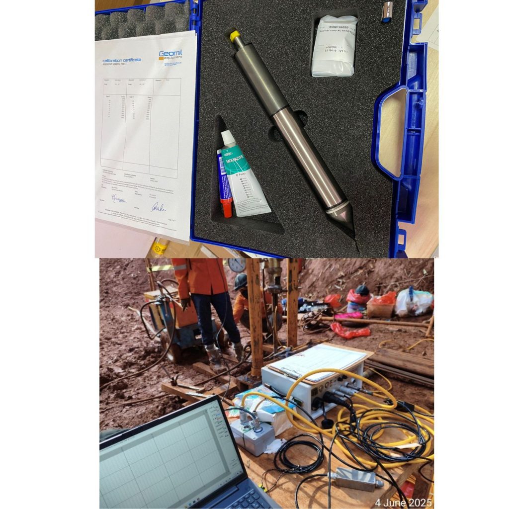 alat CPTu dan kegiatan soil investigation Jakarta menggunakan metode sondir dan drilling di proyek geoteknik