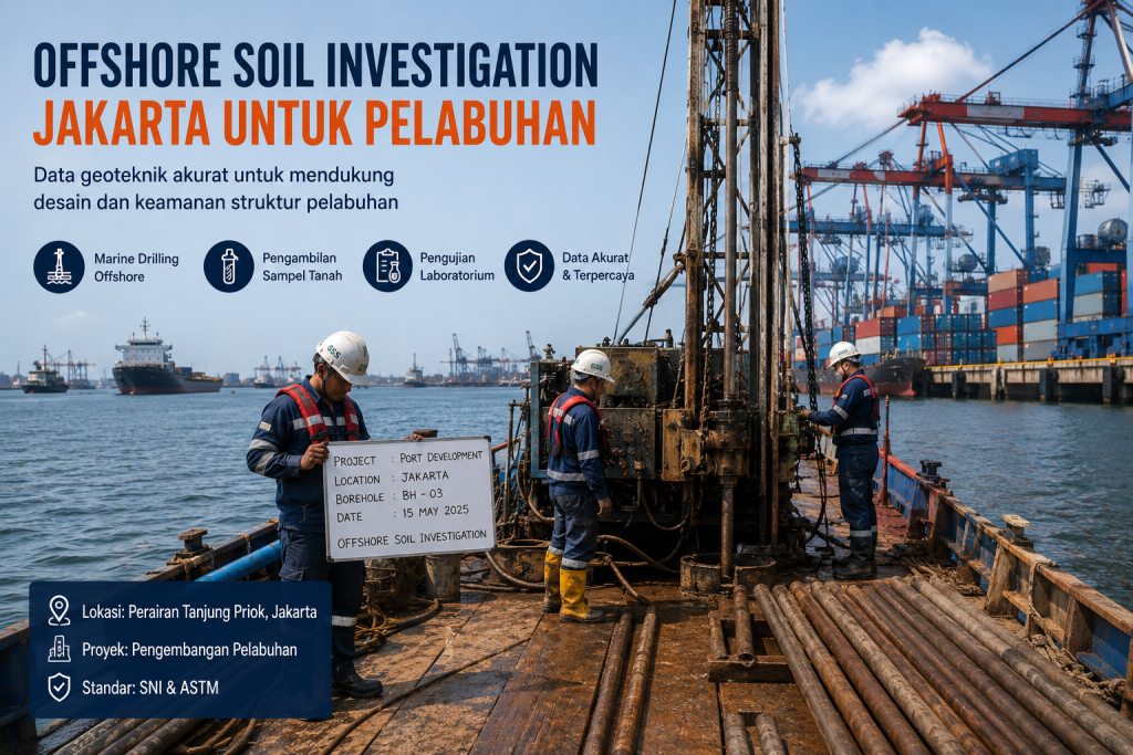 Offshore Soil Investigation Jakarta untuk pelabuhan dengan kegiatan marine drilling di atas barge