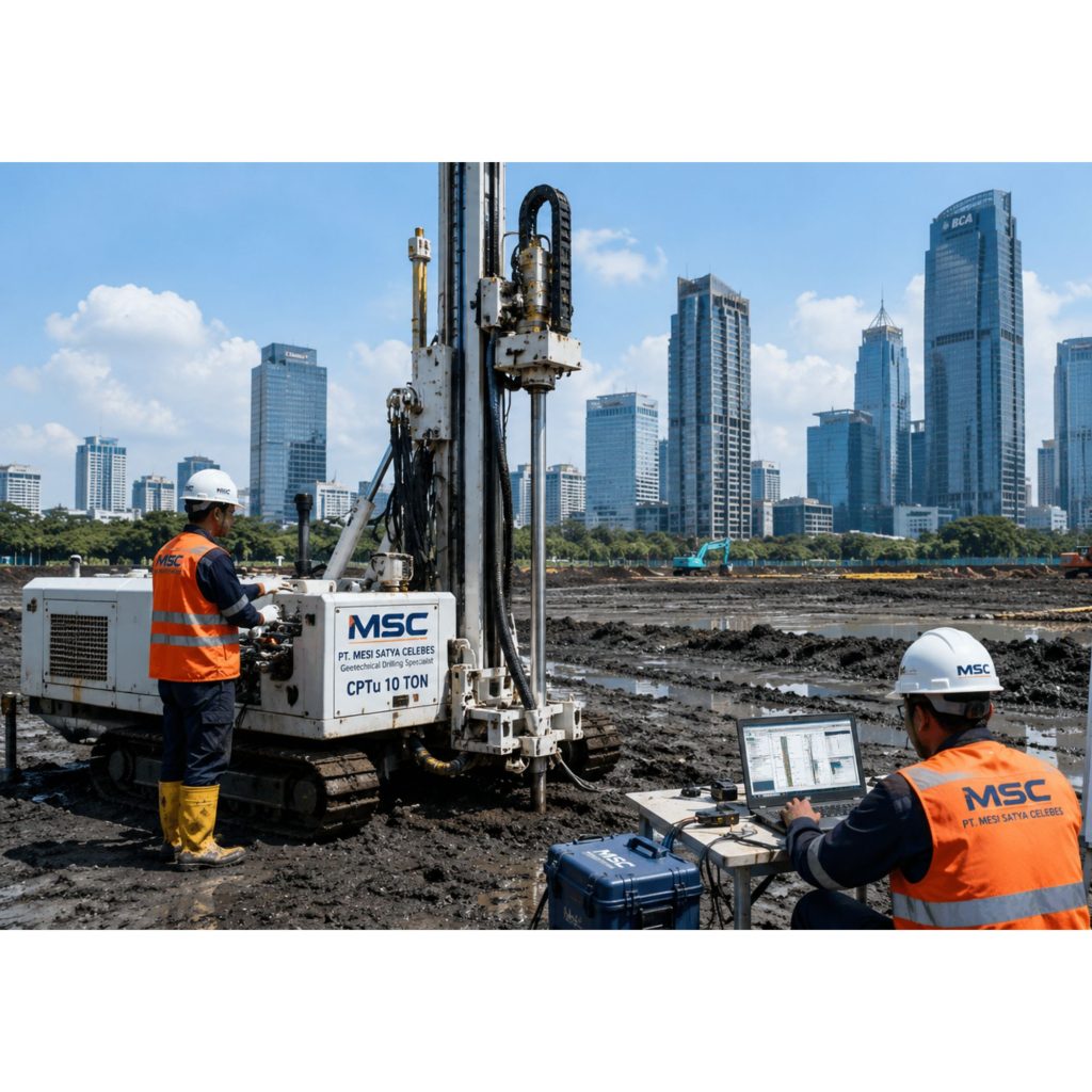 Hydraulic CPTu untuk Tanah Lunak Jakarta oleh PT Mesi Satya Celebes pada proyek soil investigation di Jakarta