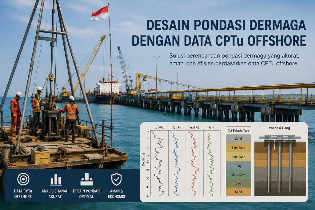 Desain pondasi dermaga dengan data CPTu offshore di Jakarta